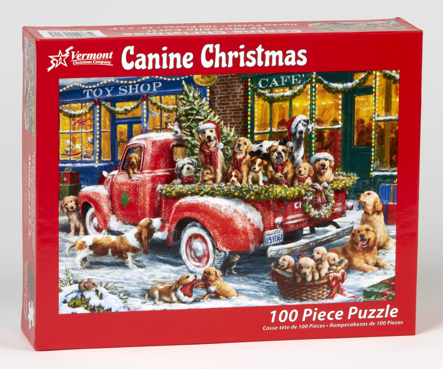 Vermont Christmas Company Canine Christmas Jigsaw Puzzle 100 Piece, Large Pieces Perfect for Kids and Seniors