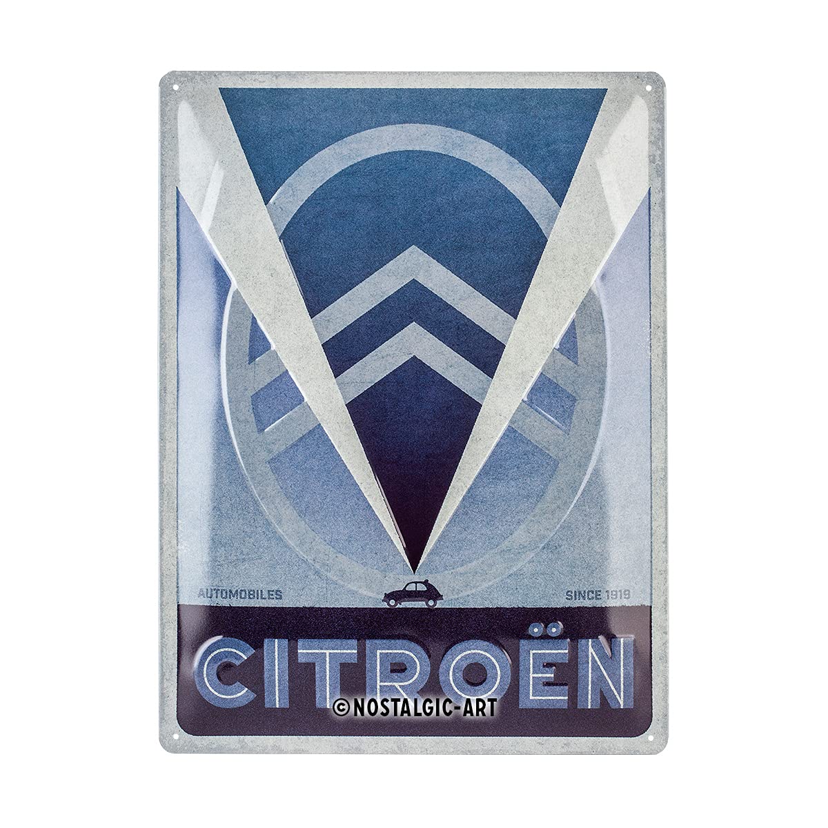 Nostalgic-Art Retro Tin Sign 30x40cm Citroen - 2CV Logo Blue - Gift Idea For Citroen Accessories Fans Metal Vintage Design