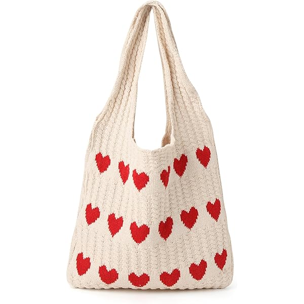 Amazon.com: Love Heart Arrange Dough Twists Y2K Knitted Tote