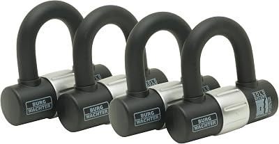 Burg-Wächter 100D Quadra Sold Secure Gold Keyed Alike U Lock Quad Pack Black