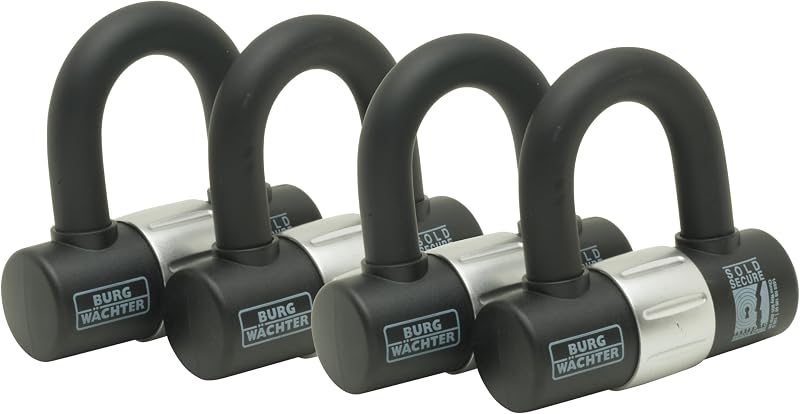 Burg-Wächter 100D Quadra Sold Secure Gold Keyed Alike U Lock Quad Pack Black