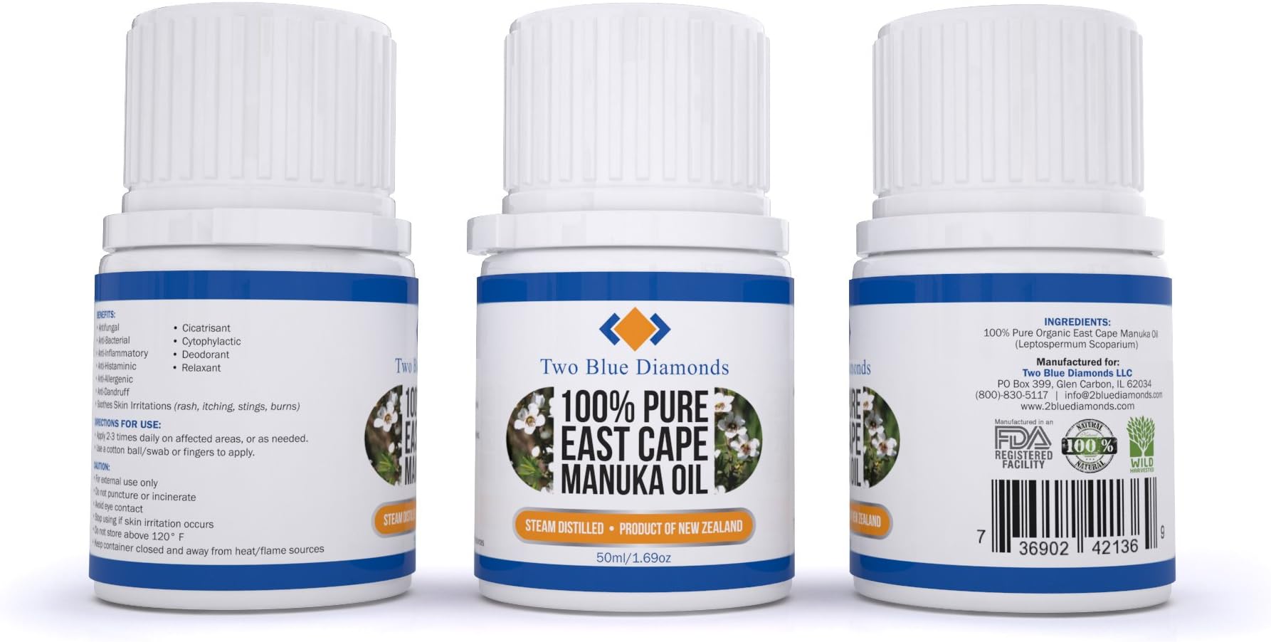 50ML / 1.691OZ Manuka Oil Anti Fungal Antiseptic Fight Acne Foot Fungus 100% East Cape Natural Leptospermum Scoparium Onychomycosis