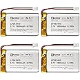 EEMB 4PACK Lithium Polymer Battery 3.7V 1800mAh 963450 Lipo Rechargeable Battery Pack with Wire JST Connector for Speaker and Wireless Device- Confirm Device & Connector Polarity Before Purchase