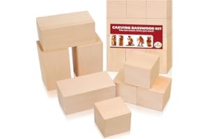 K KERNOWO Basswood Carving Blocks, Large Whittling Wood Blocks Wood Carving Kit with 2 Different Sizes, Bass Wood for Wood Carving Easy to Use, for Kids and Adults （8 Pcs）