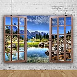 CSFOTO 7x5ft Window Landscape Backdrop Tropical