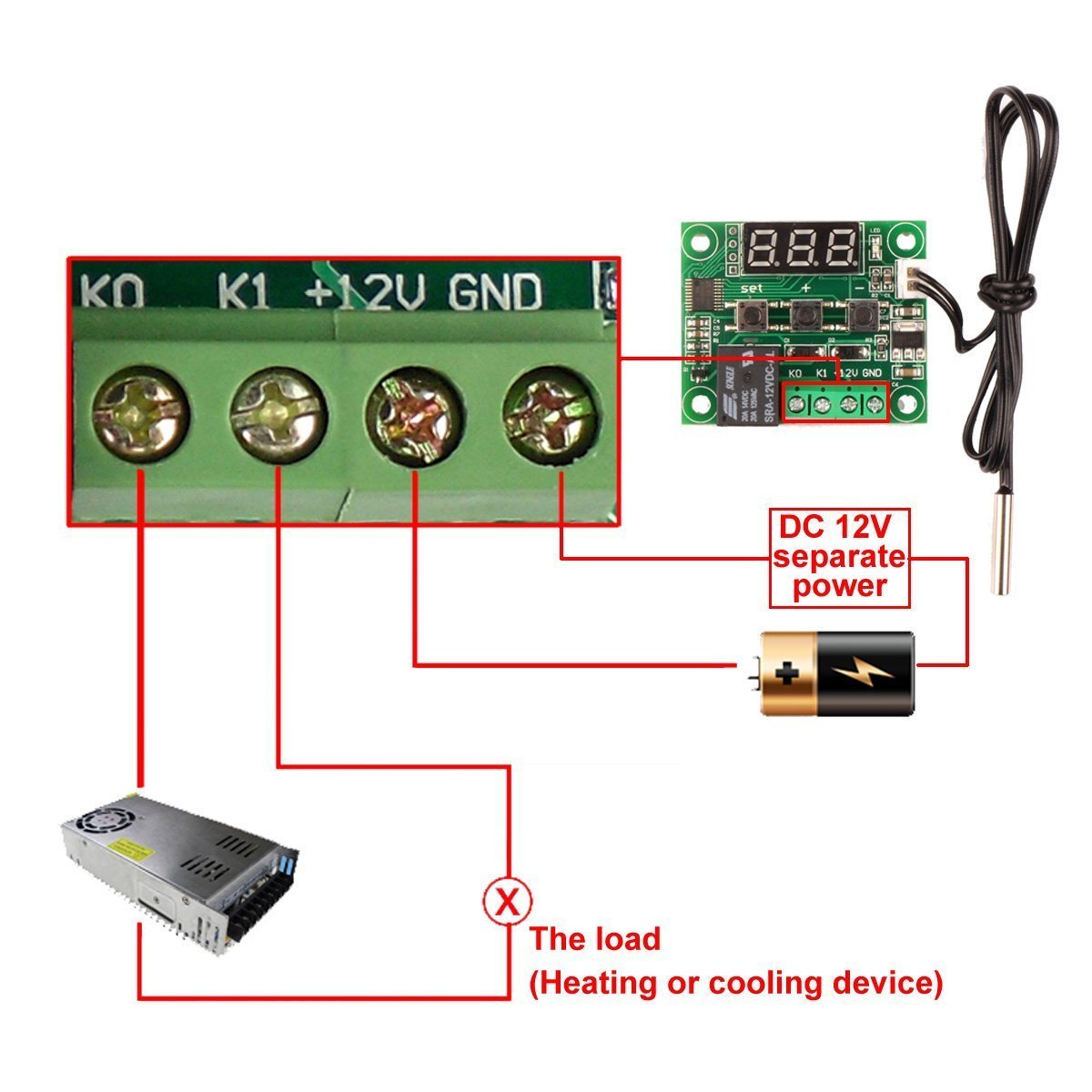 Riorand 12v Dc Digital Cooling Heating Thermostat Temp Control 50 110 C Temperature Controller 10a Relay With Waterproof Sensor Probe Amazon Com Industrial Scientific