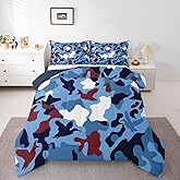 Erosebridal Duck Camo Comforter Set Twin Size Camouflage Bedding for Kids Hunting Farmhouse Camping Comforter Vintage Navy Blue Room Decor Wild Duck Rustic Animal Duvet Set