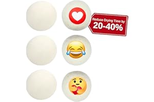 ENUKYCOM Dryer Ball Kit: 6 XL Wool Dryer Balls - Natural Fabric Softener, Reusable, Reduces Clothing Wrinkles and Saves Drying Time - Reduces Wrinkles and Saves Drying Time (6pcs Wool Dryer Ball) (White)