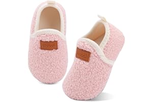 XIHALOOK Toddler Boys Girls House Slippers with Microfleece Lining Cozy Household Shoes Non-slip for Kids