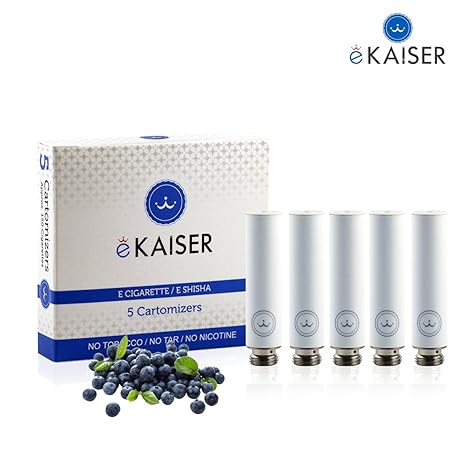 E-Shisha | E-Liquid 5er Pack Weiß Cartomizer | Blaubeere-Geschmack | E-Zigarette | für eKaiser Wiederaufladbar E-Shisha Zigar