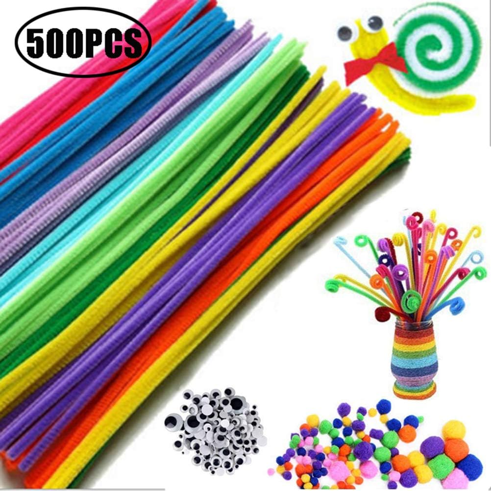 Blacgic Pipe Cleaner Handicraft Set, 500 Pieces Pipe Cleaner Craft Set, Pipe Cleaner, Mini Pompoms with Googly Eyes Felt, for Children to Craft and Decorate