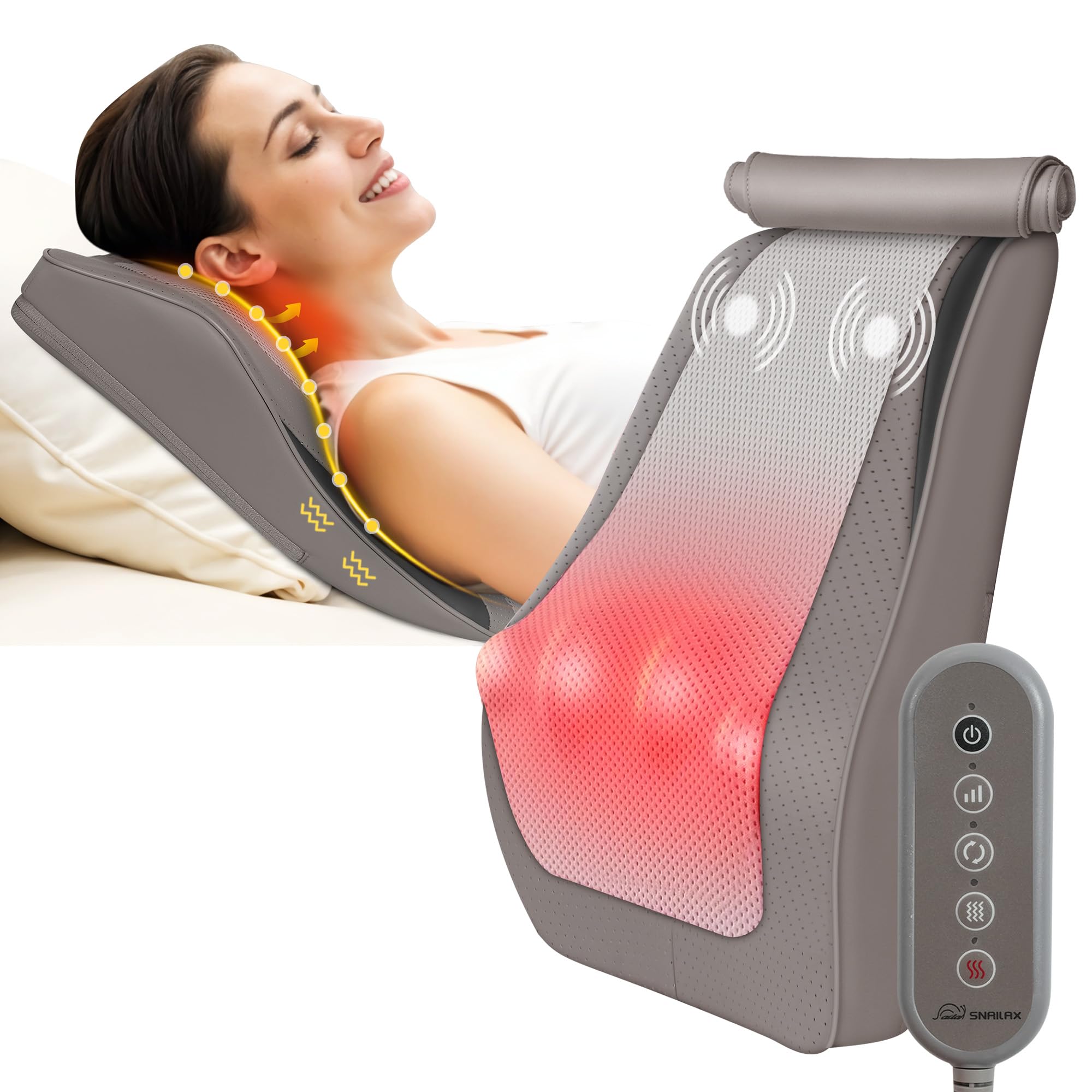 Photo 1 of Snailax Back Massager for Back Pain Deep Tissue, Shiatsu Lower Back Neck Massager with Heat, 3D Kneading Massage Pillow for Neck Shoulder Legs, Gifts for Mom, Dad, Women (Beige)