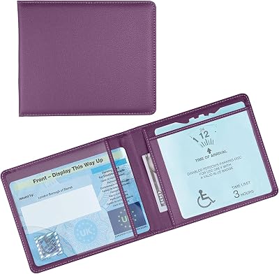 OFFCUP PU Leather Disabled Badge Holder Blue Purple Hologram Safe Wallet