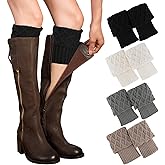 PHOGARY 4 Pairs Winter Warm Boot Cuffs for Women, Crochet Knitted Boot Socks Short Leg Warmers Boot Topper Socks Leg Cuffs