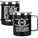 DECZHIYU 80th Birthday Gifts for Men Women - 1945 80th Birthday Gifts for Him Her - 80 Year Old Birthday Decorations Gift for Men Women Turning 80 Gift Cup - 12oz Vintage Mug