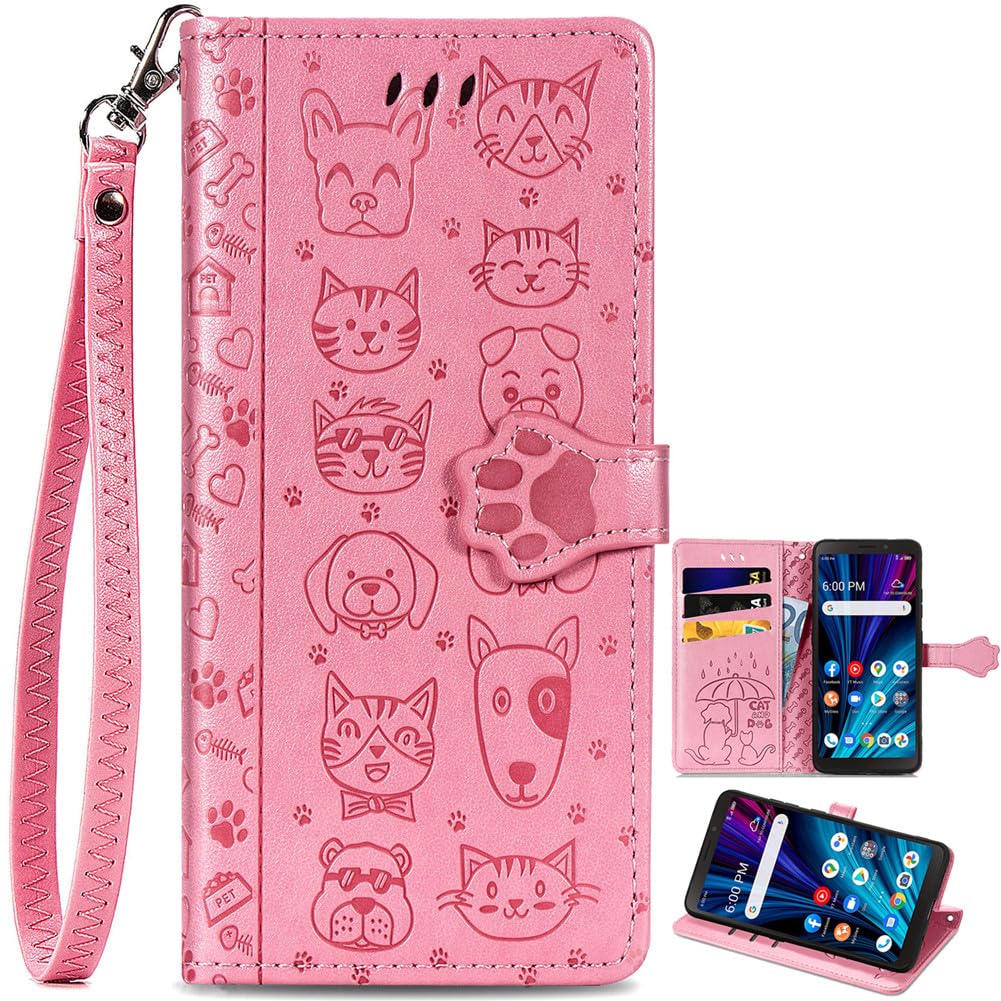 BAILI Animal Wallet Case for Motorola Moto G84 5G, Leather Folio Cover Lovely Cat Dog Magnetic Closure Cartoon Design, Wallet Cover for Motorola Moto G84 5G-004