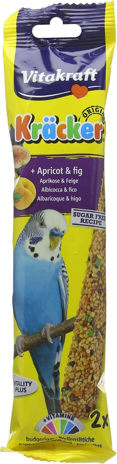 Vitakraft Budgie Kracker Bird Food Apricot-Fig, Pack of 7, Apricot/Fig, 60 g (Pack of 7)