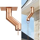 Rain Chain Gutter Adapter Gold Installation Suit for Downspout Outlet | Metal Material, Bent Design to Adjust Drainage Area, Easy to Assemble