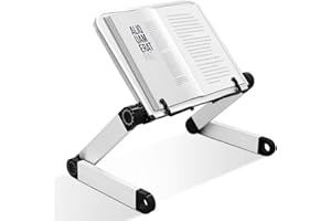 MNKXL Book Stand Multifunctional Adjustable Laptop Stand Book Holder Tray with Clips Ergonomic Multi Heights Angles Adjustable Cooking Bookstand for Textbook Recipe Magazine Laptop Tablet Portable