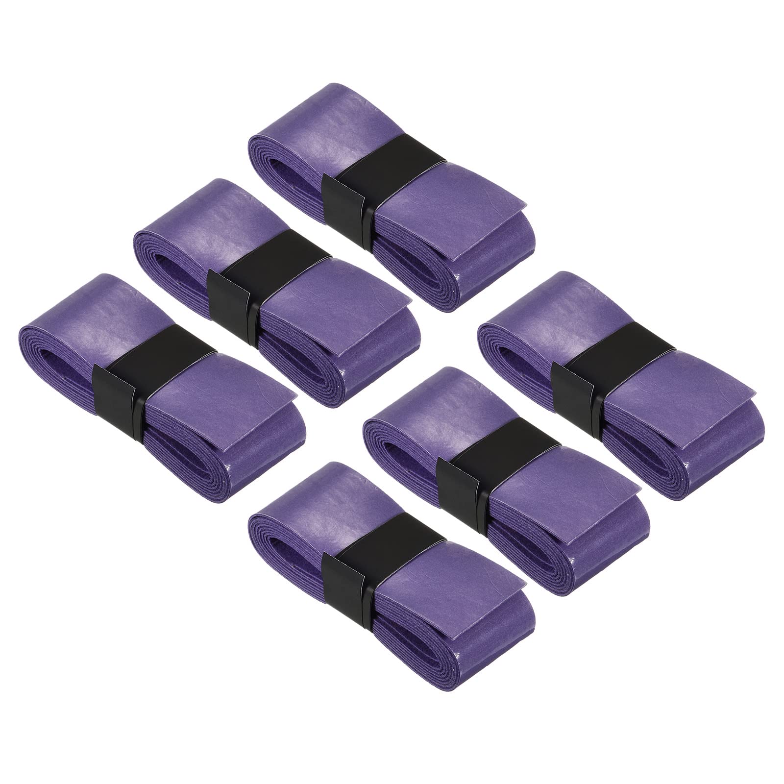 PATIKIL 43.3" Tennis Racket Grip Tape with Hole, 6 Pack PU Overgrip Stretchy Non-Slip Absorb Sweat for Badminton Fishing Rod, Purple