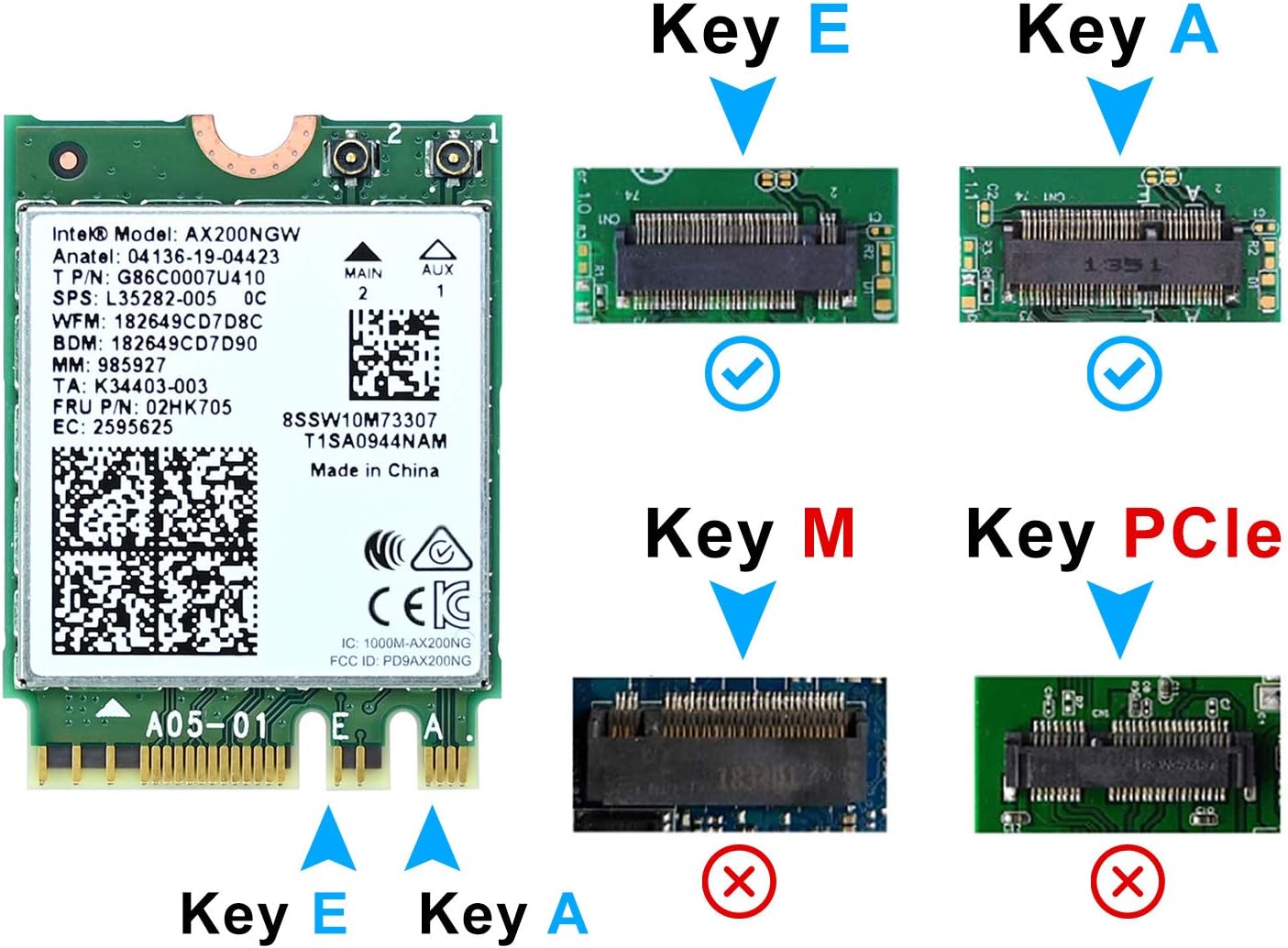 Podazz AX200 NGW WiFi Card, Dual Band 2.4GHz 574Mbps/5GHz 2.4Gbps WiFi 6 Network Card - Image 5