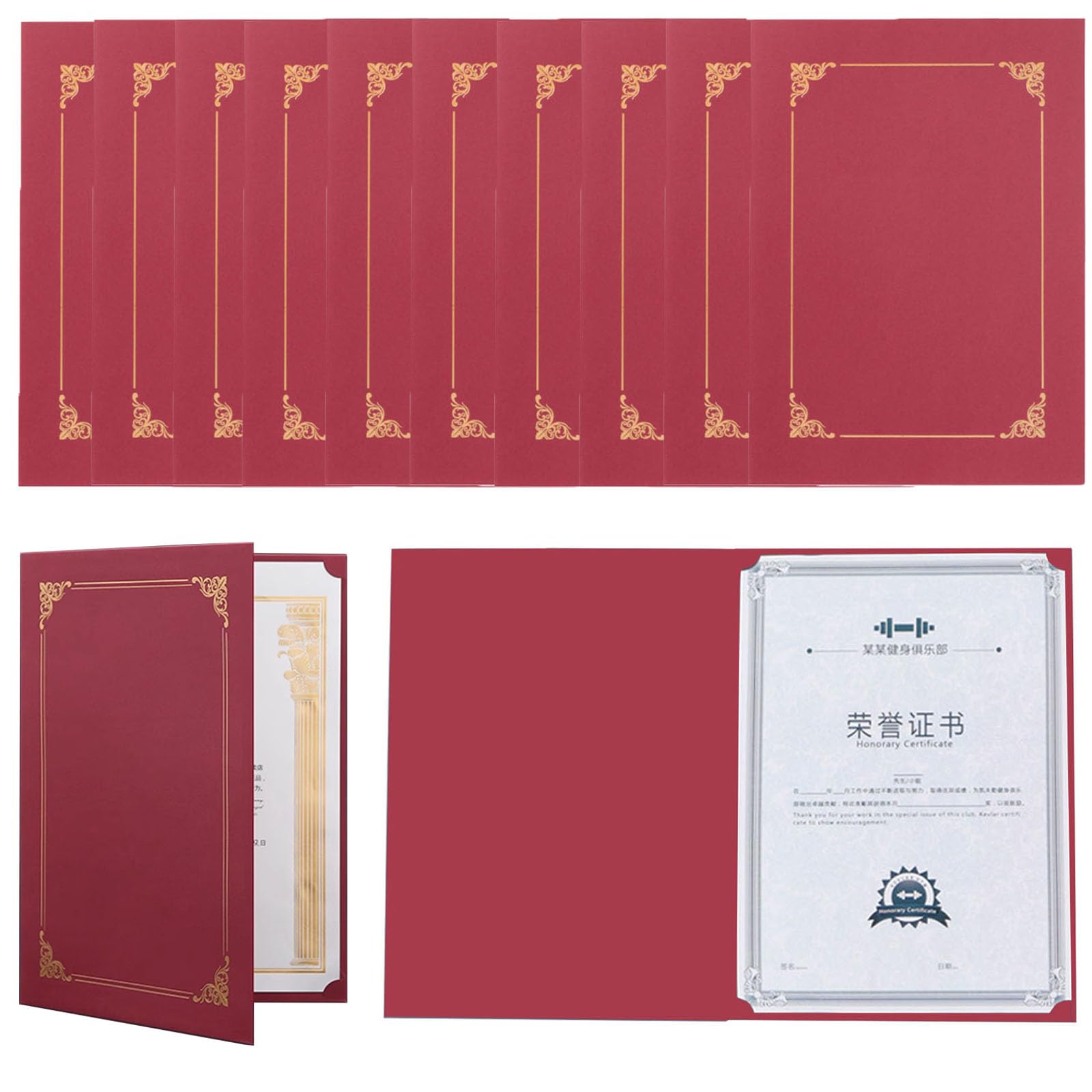 10pcs A4 Certificate Folders Certificate Holders for Award Certificates Professional Certificate Sleeves Graduation Certificate Diploma Covers with Pre-Cut Corner Slots Certificate Cover Protector