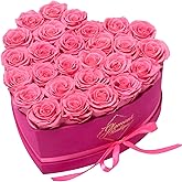 GLAMOUR BOUTIQUE 27 Flower Forever Heart Shape Box, Eternal Preserved Roses Gift for Her, Lasting Flowers, Premium Floral Heart Box for Birthday Anniversary Valentine’s Day Velvet Pink (Color-Treated)