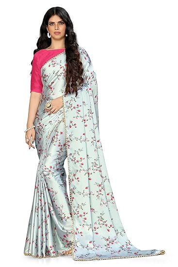 Gorgeous Japan Satin Saree With Beautiful Parl Lace Border