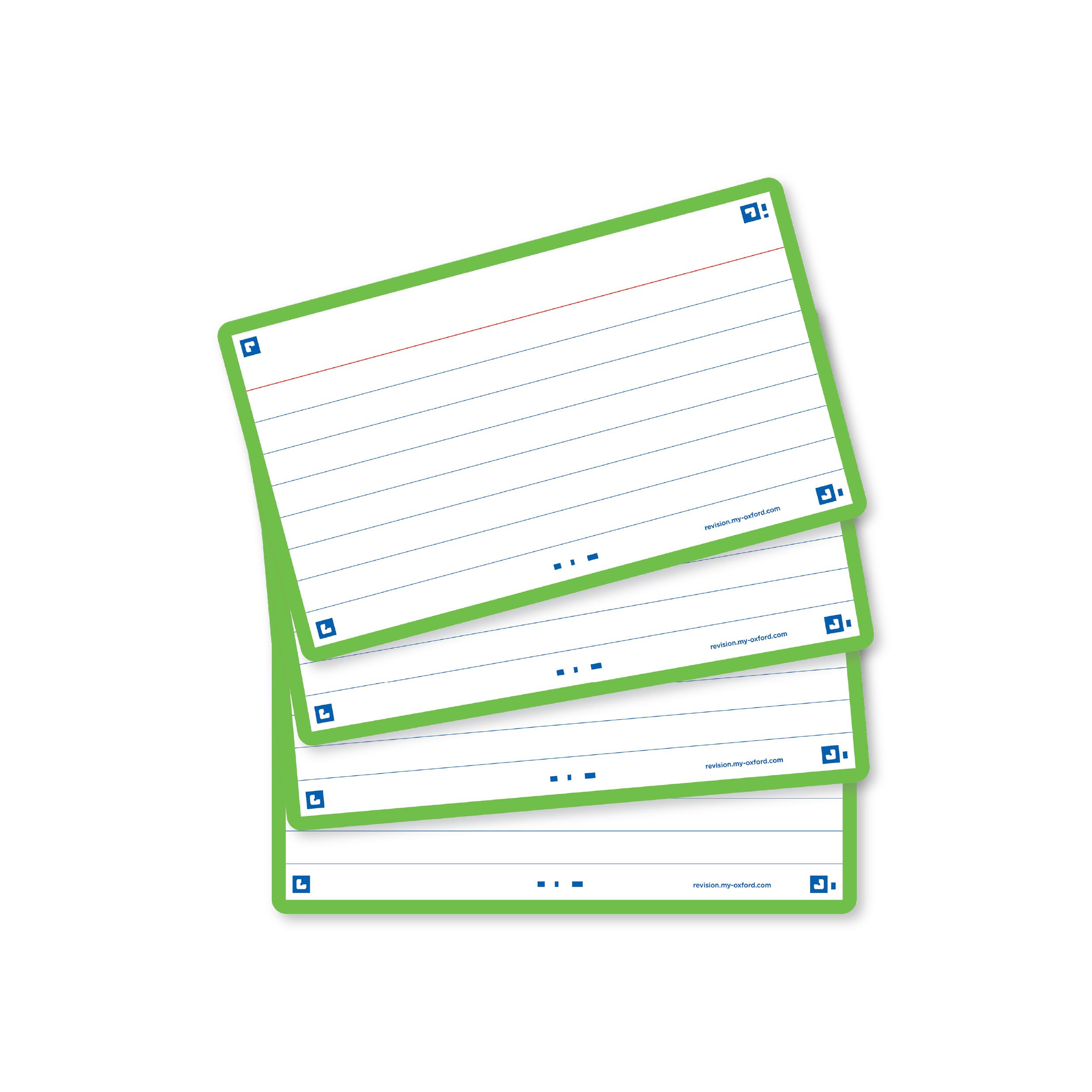 Oxford Flash Cards, Ruled with Green Frame, 7.5 x 12.5 cm, Pack of 80