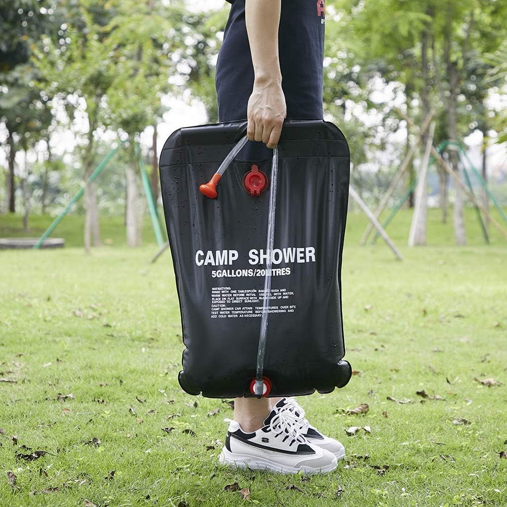 ZEUIO Solar Shower Bag, Portable Camping Shower 5 gallons/20L Solar Heating Bag for Outdoor Traveling Hiking Summer Shower with Removable Hose and On-Off Switchable Shower Head : Sports & Outdoors