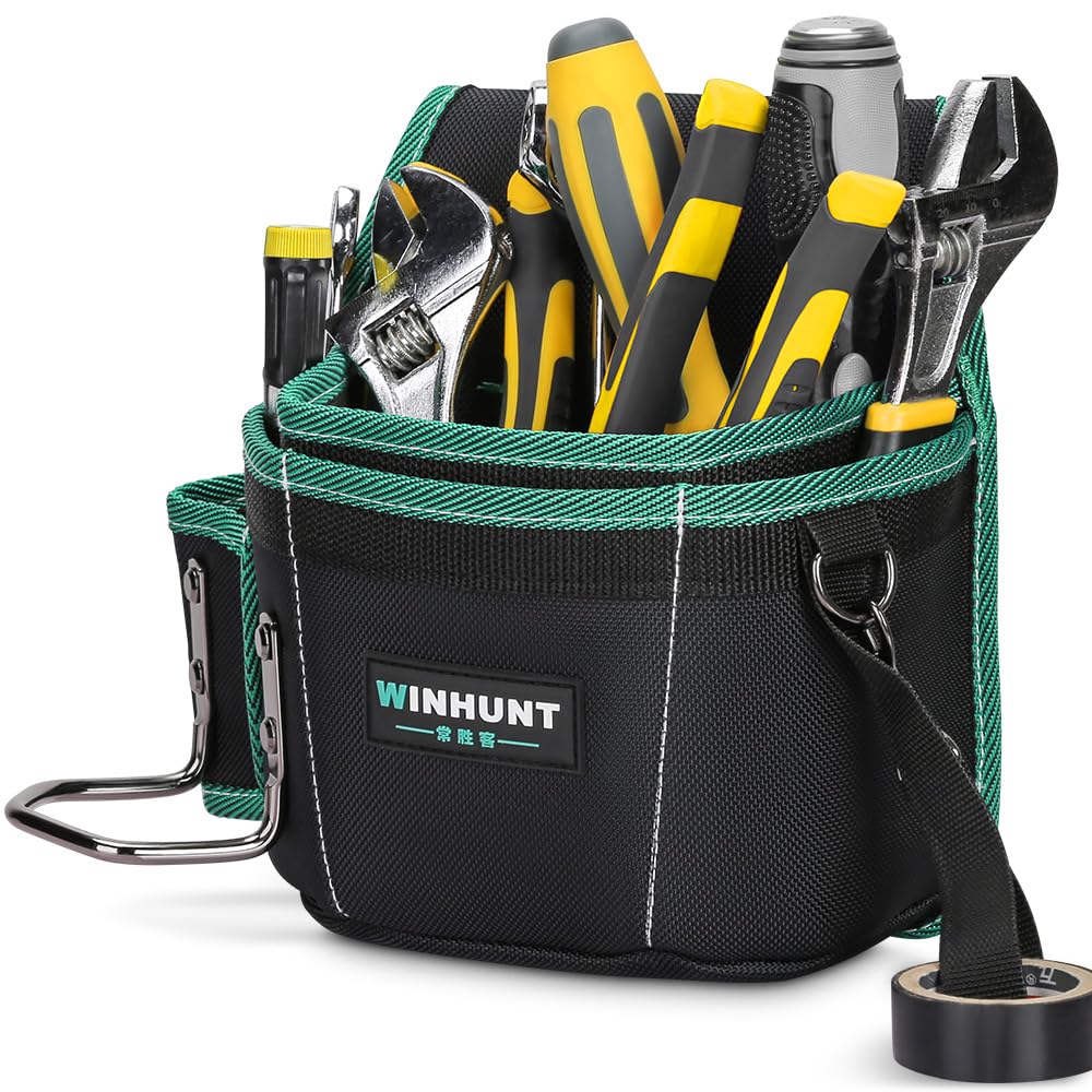 WINHUNT Tool Pouches, Tool Belts for Men 12 Pockets with Hammer Loop and Tape Strap Loop (25x9.5x22 cm)