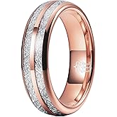 THREE KEYS JEWELRY Mens Womens Tungsten Meteorite Hunting Carbide Unisex Viking Wedding Bands Ring for Men Women 6mm Comfort Fit Vintage Rose Gold Size 11.5