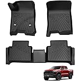 Powerty Floor Mats for 2023-2025 2026 Chevy Colorado/GMC Canyon Accessories, All Weather Car Liners TPE Truck Mats, 1st & 2nd Row Black