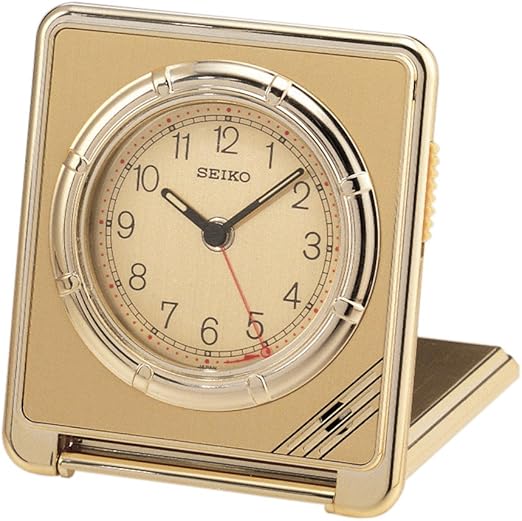 Seiko Travel Alarm Clock Ultra Thin GoldTone Case Amazon.co.uk Watches