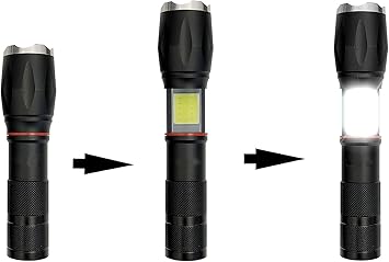 Amazon 懐中電灯 Led 強力 軍用 最強 Cobライトを T6 作業灯 ダブル点灯 ズーム式 6モード 底面強力マグネット付き 停電 防災対策 新型 対応電池電池１本或は単4電池３本 防災グッズ Kaabkl ハンディライト