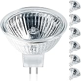 Jaenmsa MR16 Halogen Bulbs 50W,6 Pack 12V 50W MR16 Light Halogen Bulbs 2 Pin GU5.3 Base Dimmable with Clear Glass Cover,High
