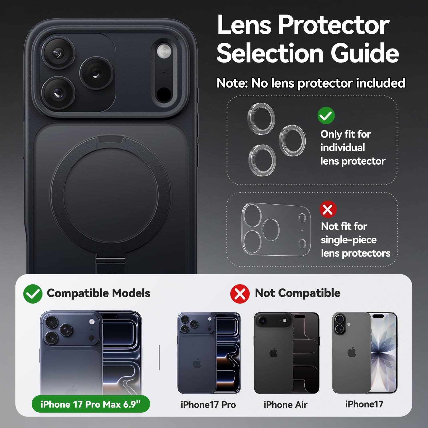 CASEKOO Ultra-Magnetic Stand for iPhone 17 Pro Max Case [Military Drop Protection] [Compatible with MagSafe] Shockproof Translucent Matte Slim Ring Holder Case for iPhone 17 ProMax 6.9