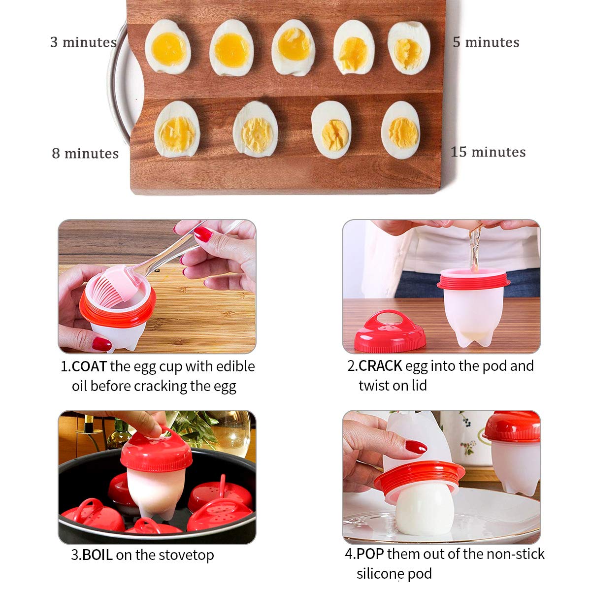 Pack Of 6 Egg Cups As Seen On Tv Egg Cooker Egg Poachers Cookware Silicone For Hard Boiled Eggs Besmon Upgrade 2019 Hard And Soft Make Bpa Free Kitchen Dining Specialty Cookware