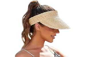 EW EAST WATER Straw Sun Visors & Hats for Women - Packable Beach Hats, Handmade, Sun Protection