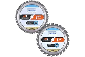 Luckyway 2-Pack 7-1/4 Inch 24T Framing & 60T Finish with 5/8 Inch Arbor TCT Circular Saw Blade for Cutting Wood