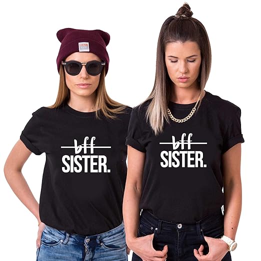 Couples Shop Best Friends T-Shirts für 2 Mädchen BFF Sister Shirts für Zwei Damen Freunde Tshirts Pärchen Freundin Geschenke