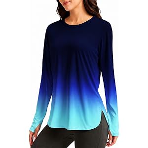 Alaroo Long Sleeve Shirts Workout Tops for Women UPF 50+ Sun Shirt Clothing | Thumbholes Quick Dry for Gym Yoga Pilates Runni