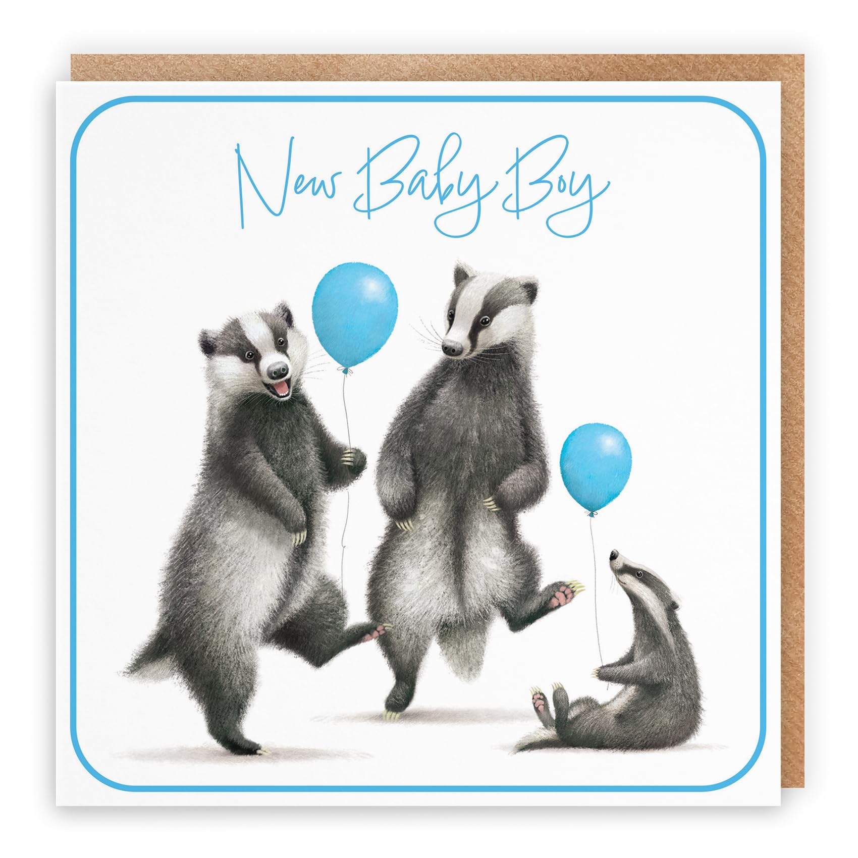 Hunts England - Badgers New Baby Boy Congratulations Card - Milo's Gallery - Wildlife New Baby Card - New Baby Card For Boy - New Baby Boy