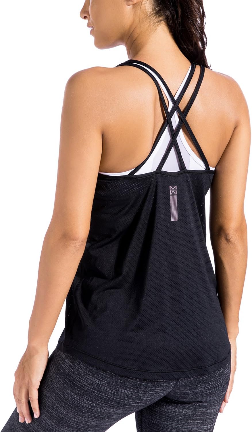 MELIWOO Women's Activewear Cool Mesh Workout Tank Tops with Cross Back