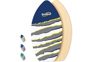 Own the Wave New Zealand 'Claw Strike' Skimboard with Colored EVA Grip Pad and High Gloss Clear Coat Wooden Skim Boards for Kids and Adults | Choose from 2 Sizes and Traction Pad Color