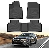 Powerty Floor Mats for 2022-2025 2026 Hyundai Tucson(Non-Hybrid Models) Accessories All Weather Floor Liner 3D TPE 1st & 2nd Row Floor Mat Heavy-Duty Floor Liners(NOT for Hybrid)