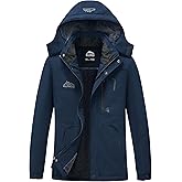 ELLSWOS Men's Waterproof Ski Jacket Winter Snow Coat Warm Hooded Raincoat Windproof Windbreakers