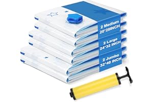Ceecysaa Vacuum Sealer Storage Bags,Space Saver Bags (2 Jumbo/2 Large/2 Medium) Reusable Compression Travel Vacuum Bags with 