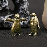MHYGKTXRA 2pcs Brass Penguin Statue Little Penguin Statue Ocean Arctic Animal Collection Sculpture Feng Shui Animal Statue