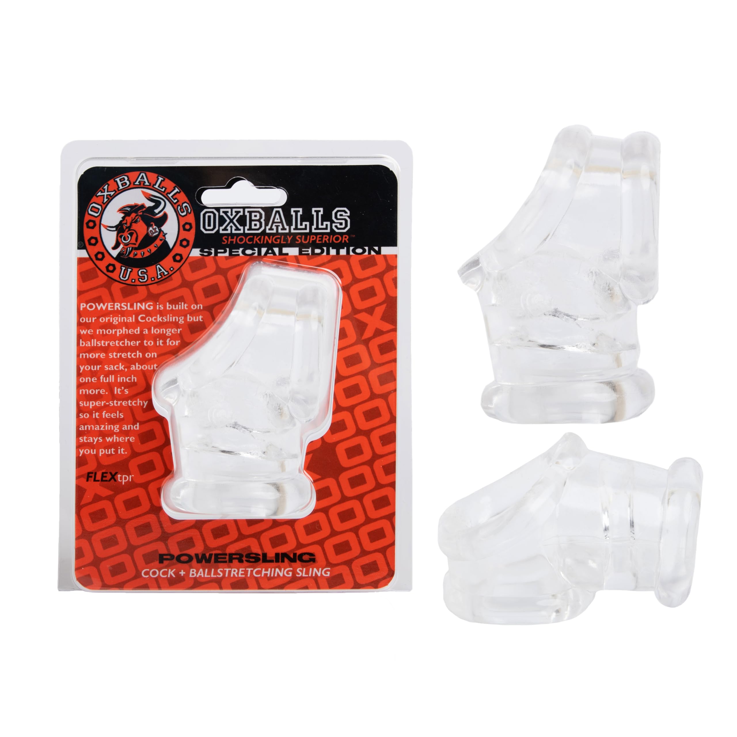 Oxballs Powerballs cocksling and ballstretcher Clear - Explore Sensational Pleasure and Stretching with This Clear Powerballs Cocksling and Ballstretcher by Oxballs